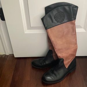 Vince Camuto 2 Tone Contrast Cowboy Rider Riding Boots Sz 7 1/2
